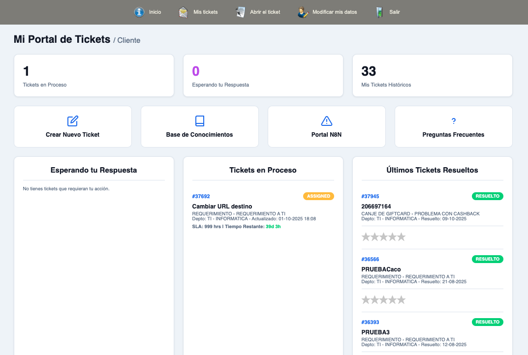 Portal de usuario para seguimiento de tickets
